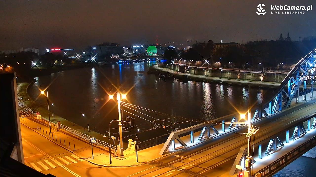 Kraków - widok na Wisłę i Most im. Marszałka Piłsudskiego - 26 grudzień 2025, 01:54