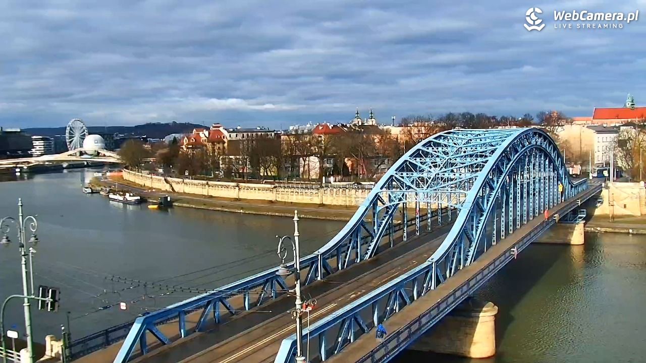 Kraków - widok na Wisłę i Most im. Marszałka Piłsudskiego - 13 luty 2026, 09:30