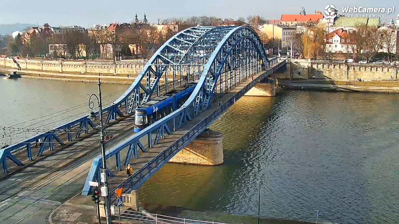 Kraków - widok na Wisłę i Most im. Marszałka Piłsudskiego - 10 luty 2026, 13:55