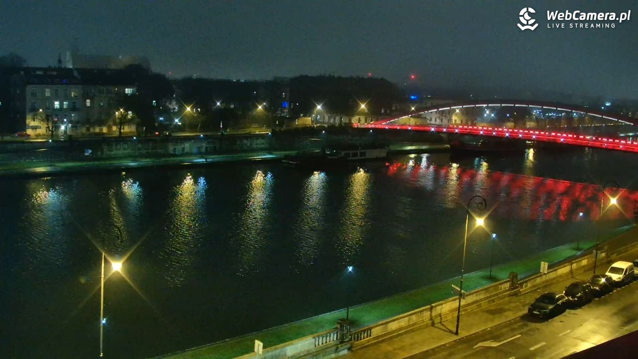 Kraków - widok na Wisłę i Most im. Marszałka Piłsudskiego - 21 grudzień 2025, 22:31