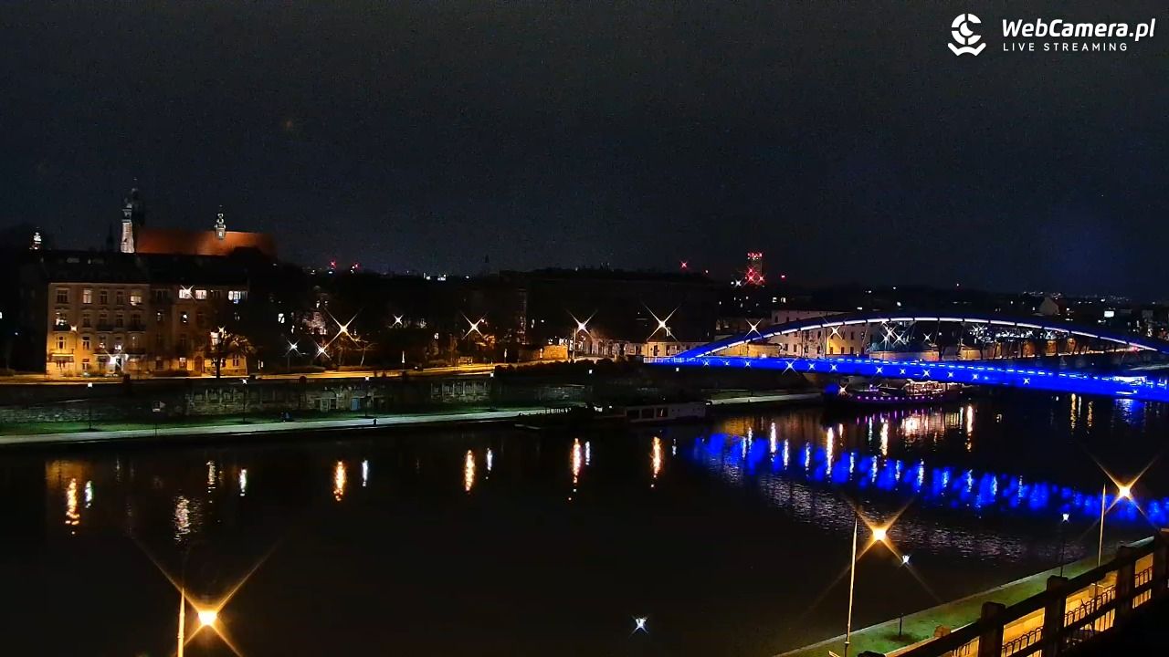 Kraków - widok na Wisłę i Most im. Marszałka Piłsudskiego - 02 kwiecień 2026, 21:50