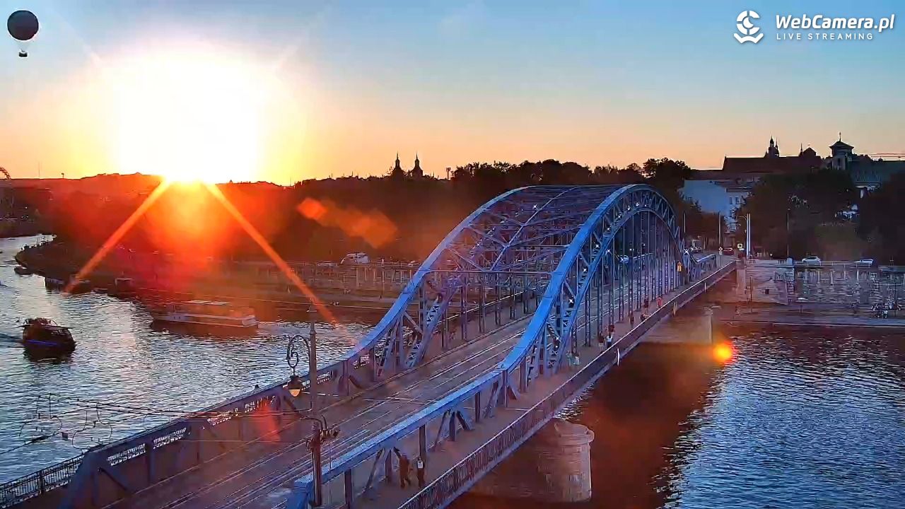 Kraków - widok na Wisłę i Most im. Marszałka Piłsudskiego - 15 sierpień 2026, 19:41