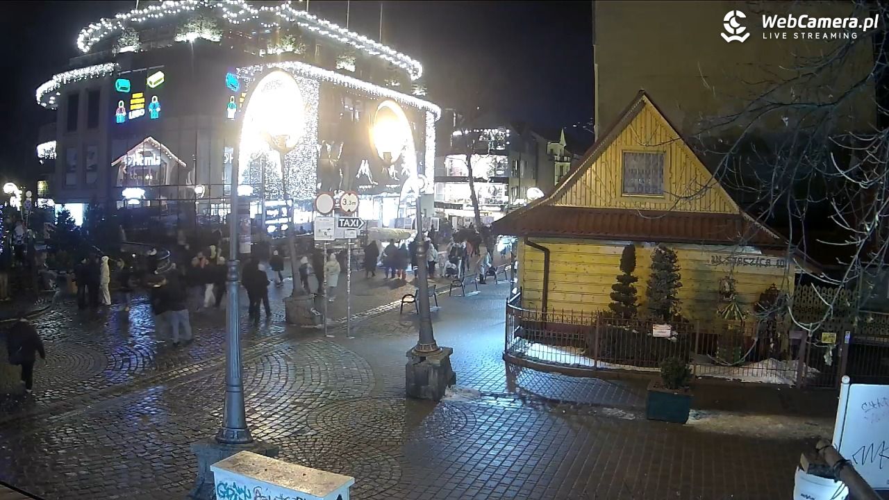 Widok na Krupówki w Zakopanem - 21 luty 2026, 20:30