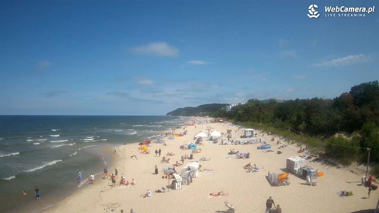 Międzyzdroje - widok na wschodnią stronę plaży - 13 lipiec 2026, 13:05