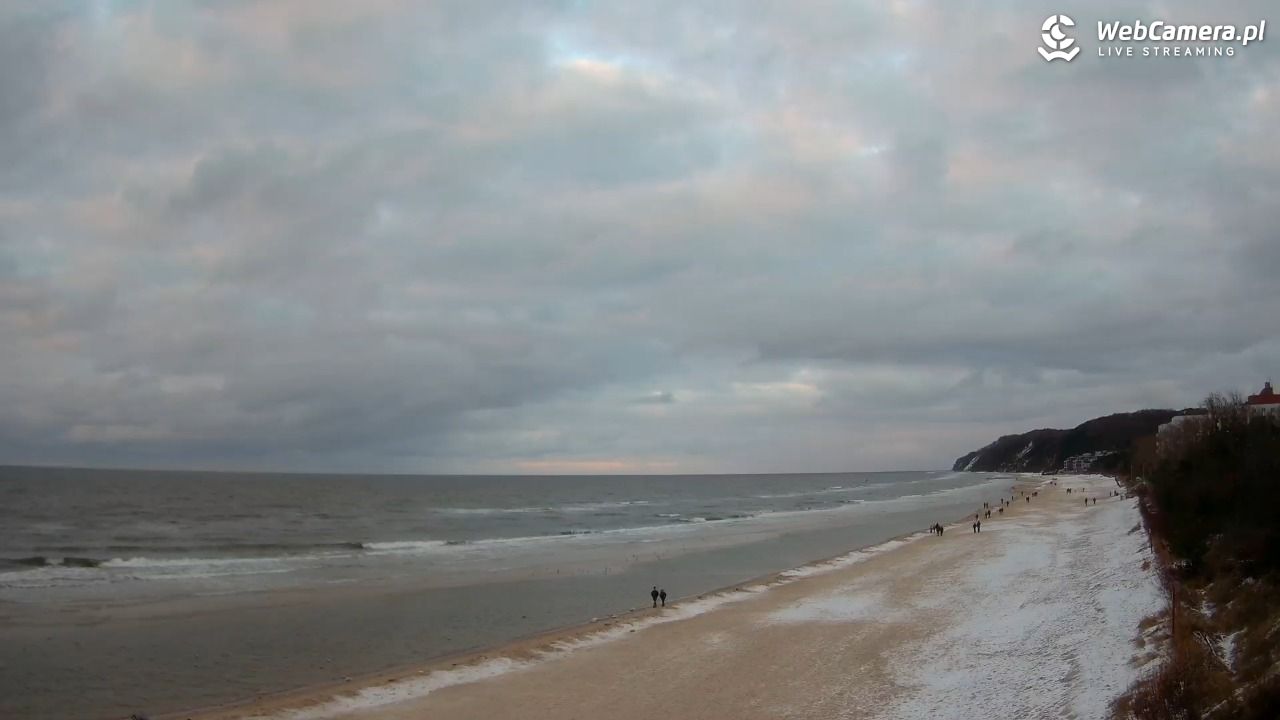 Międzyzdroje - widok na wschodnią stronę plaży - 14 luty 2026, 16:53