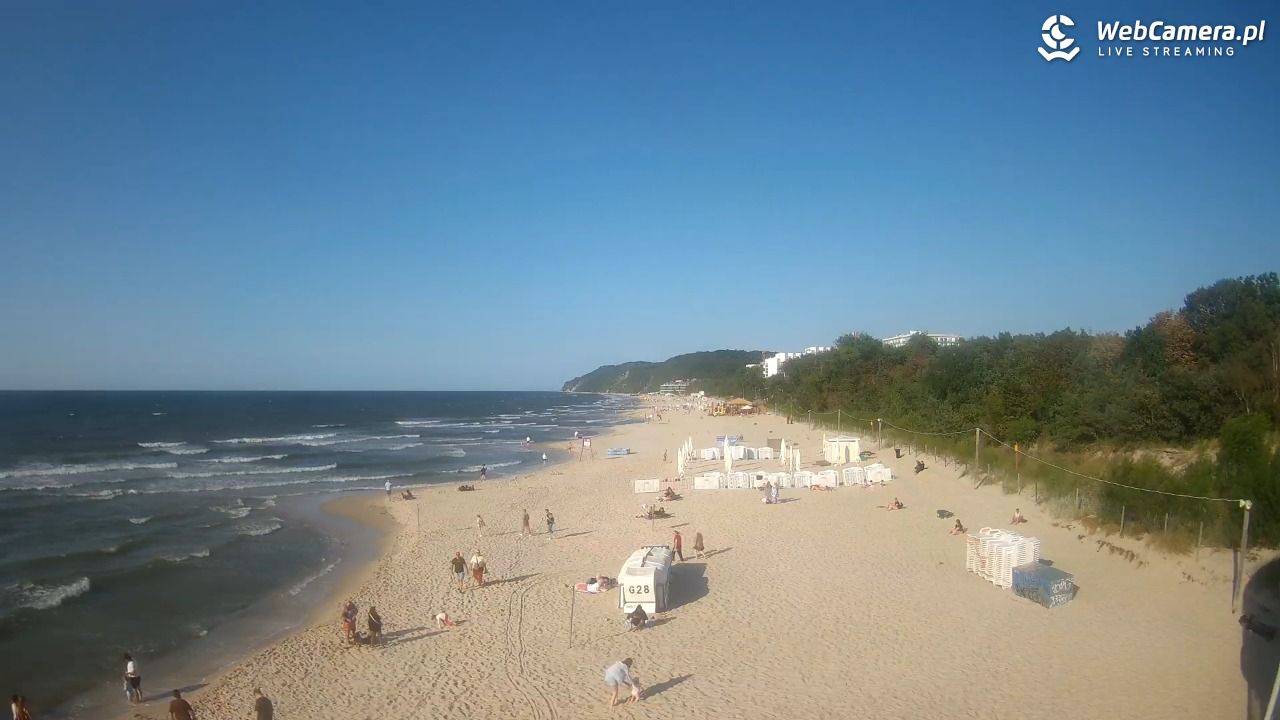 Międzyzdroje - widok na wschodnią stronę plaży - 13 lipiec 2026, 18:21