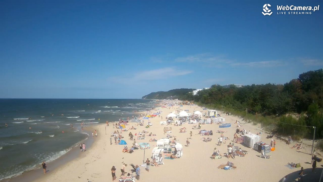 Międzyzdroje - widok na wschodnią stronę plaży - 13 lipiec 2026, 14:44