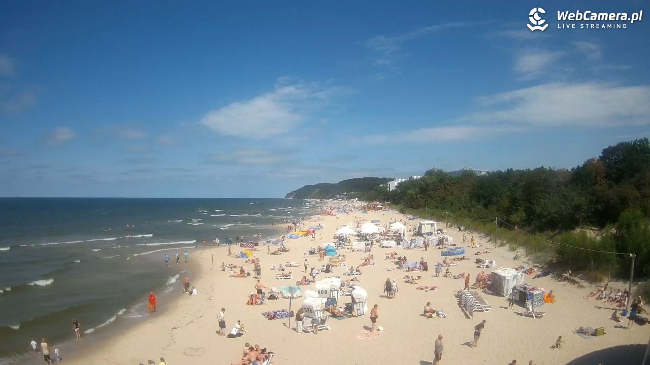 Międzyzdroje - widok na wschodnią stronę plaży - 13 lipiec 2026, 14:07