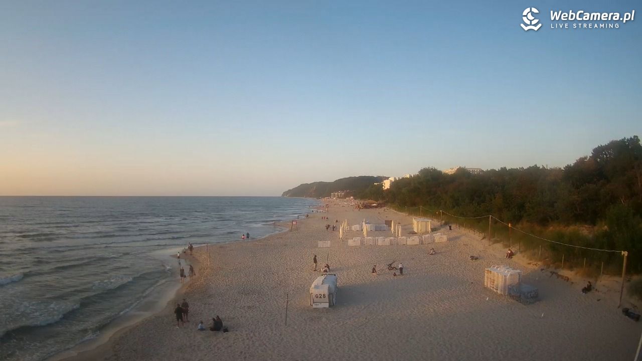 Międzyzdroje - widok na wschodnią stronę plaży - 13 lipiec 2026, 20:42