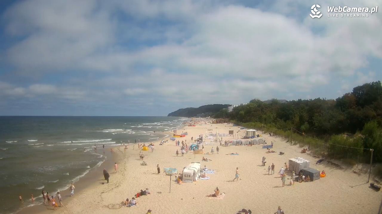 Międzyzdroje - widok na wschodnią stronę plaży - 13 lipiec 2026, 11:52