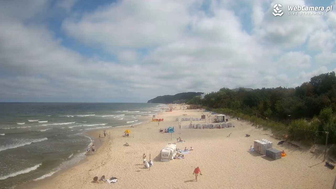 Międzyzdroje - widok na wschodnią stronę plaży - 13 lipiec 2026, 11:15