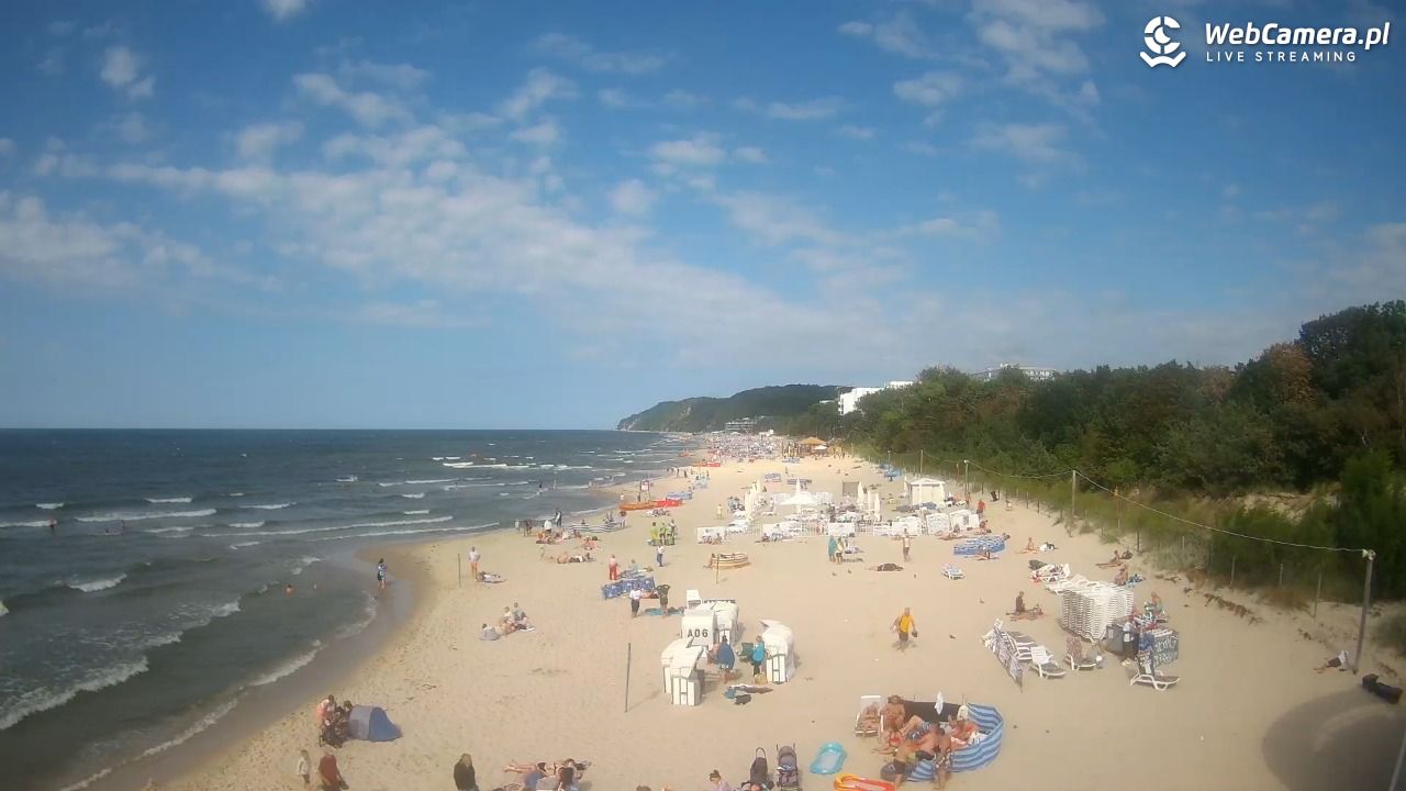 Międzyzdroje - widok na wschodnią stronę plaży - 13 lipiec 2026, 16:25