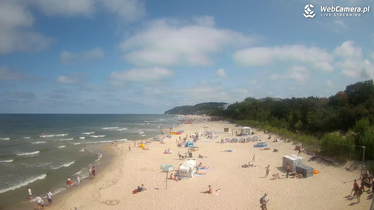 Międzyzdroje - widok na wschodnią stronę plaży - 13 lipiec 2026, 12:08