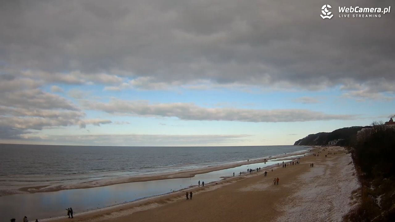 Międzyzdroje - widok na wschodnią stronę plaży - 15 luty 2026, 14:40