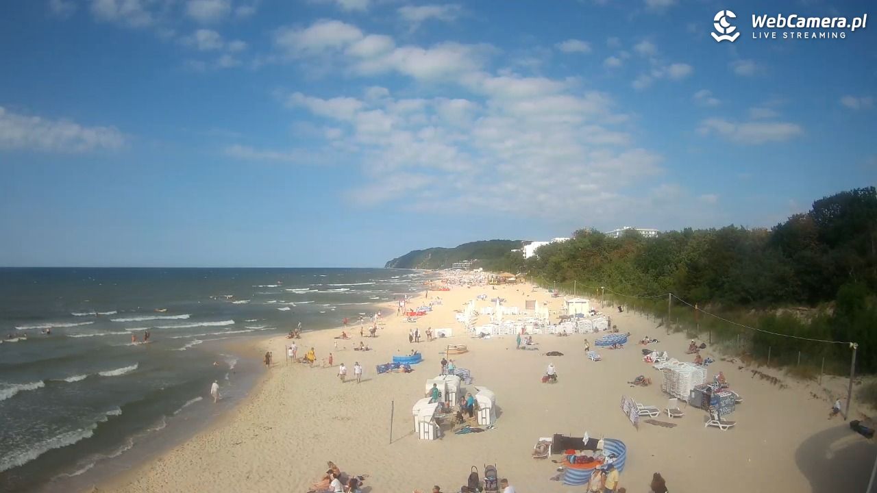 Międzyzdroje - widok na wschodnią stronę plaży - 13 lipiec 2026, 16:44