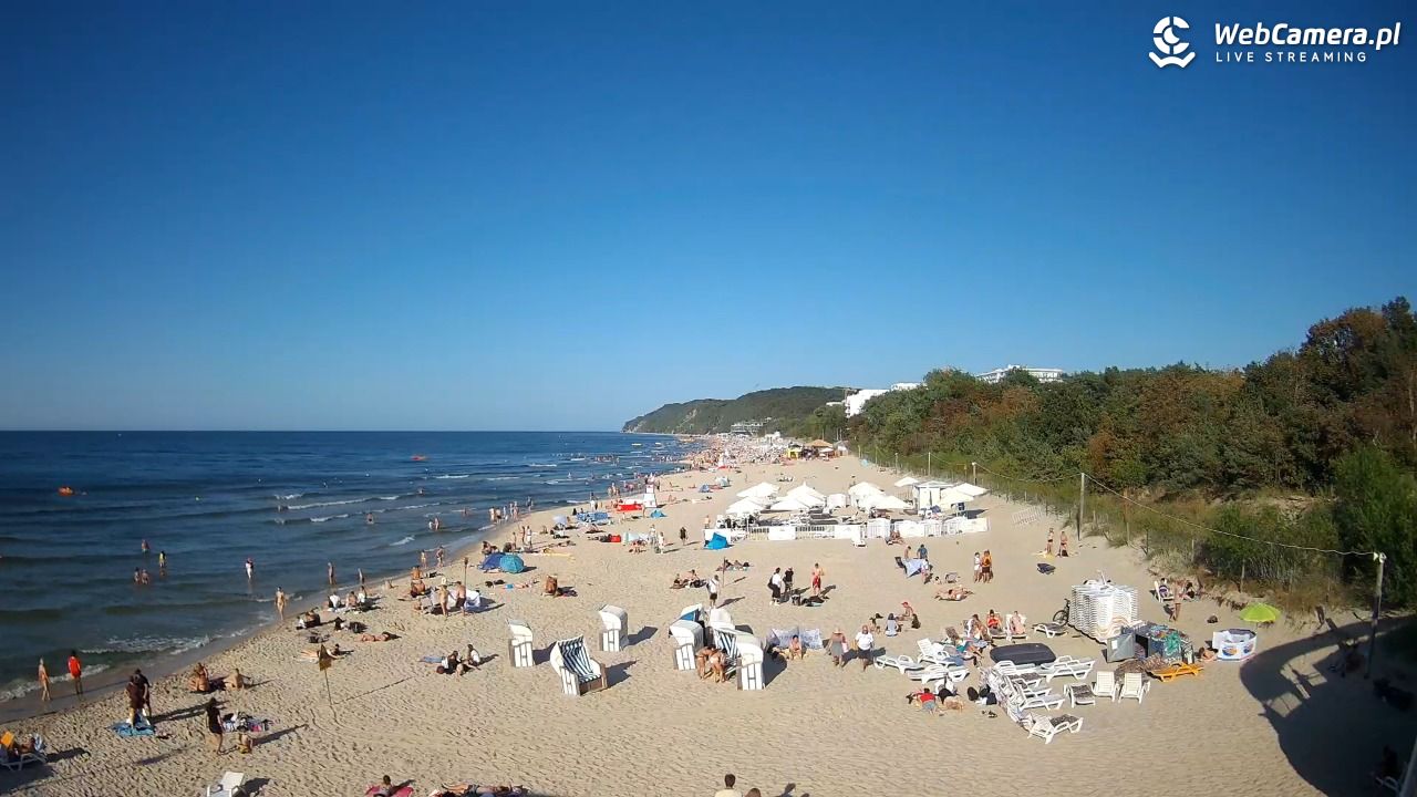 Międzyzdroje - widok na wschodnią stronę plaży - 27 sierpień 2026, 17:13