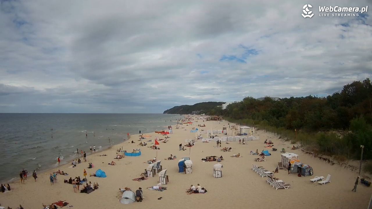 Międzyzdroje - widok na wschodnią stronę plaży - 30 sierpień 2026, 14:06