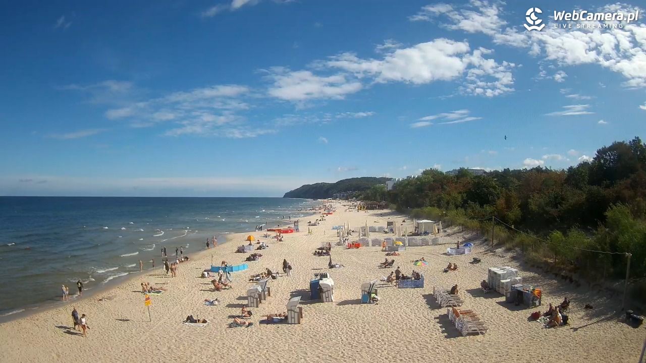 Międzyzdroje - widok na wschodnią stronę plaży - 29 sierpień 2026, 10:49