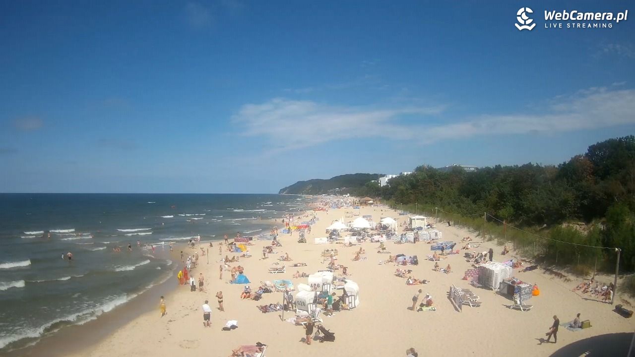 Międzyzdroje - widok na wschodnią stronę plaży - 13 lipiec 2026, 14:26