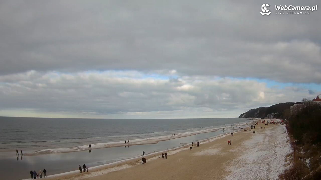 Międzyzdroje - widok na wschodnią stronę plaży - 15 luty 2026, 13:04