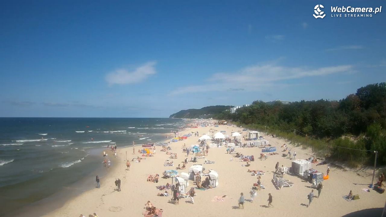 Międzyzdroje - widok na wschodnią stronę plaży - 13 lipiec 2026, 13:43