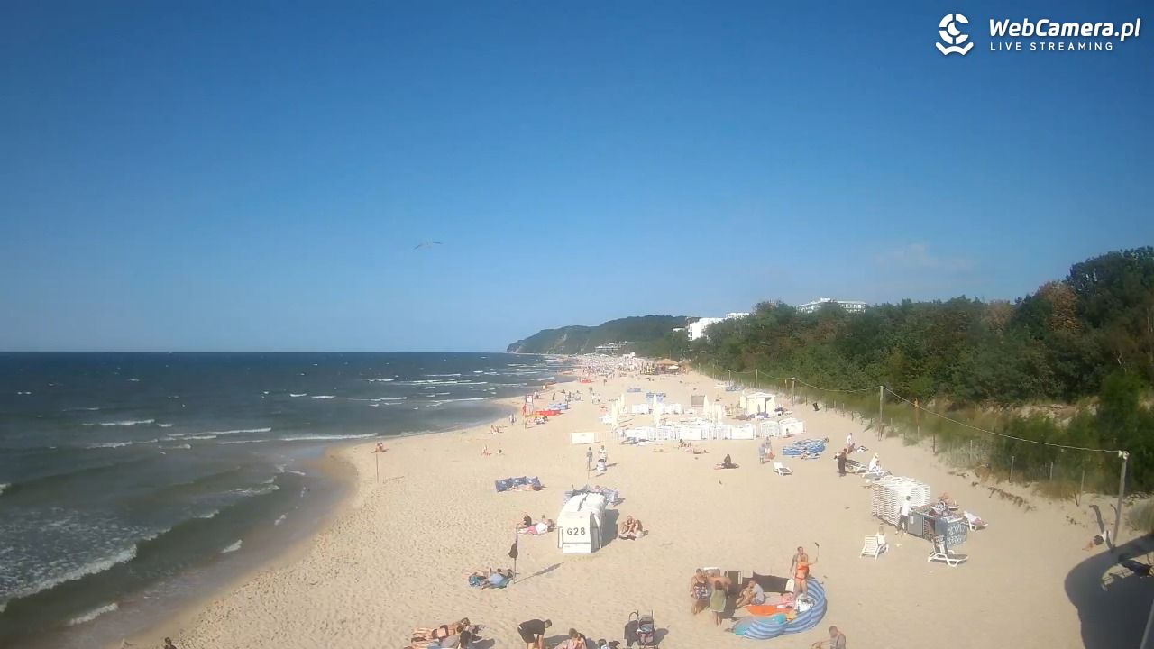 Międzyzdroje - widok na wschodnią stronę plaży - 13 lipiec 2026, 17:11