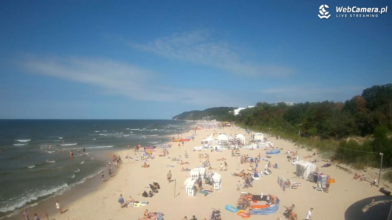 Międzyzdroje - widok na wschodnią stronę plaży - 13 lipiec 2026, 15:46