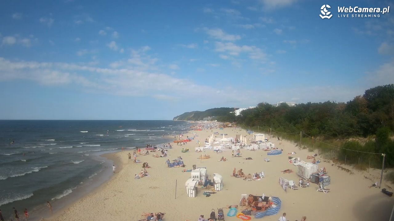Międzyzdroje - widok na wschodnią stronę plaży - 13 lipiec 2026, 16:19