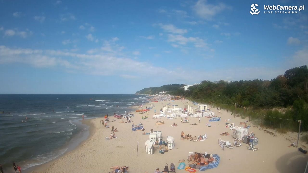 Międzyzdroje - widok na wschodnią stronę plaży - 13 lipiec 2026, 16:18