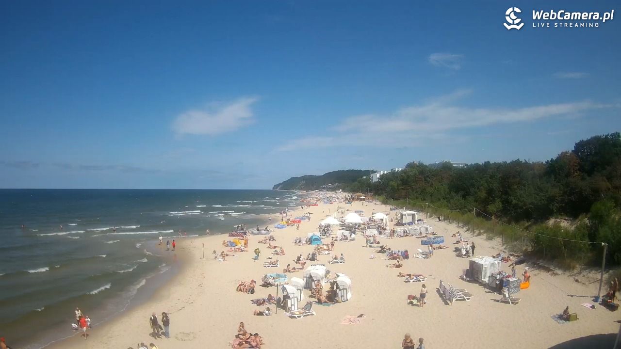 Międzyzdroje - widok na wschodnią stronę plaży - 13 lipiec 2026, 13:45