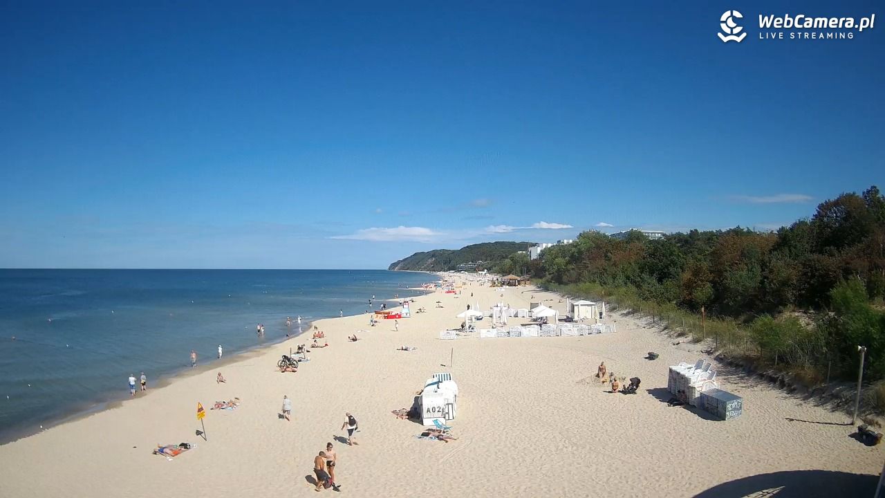 Międzyzdroje - widok na wschodnią stronę plaży - 31 sierpień 2026, 13:54