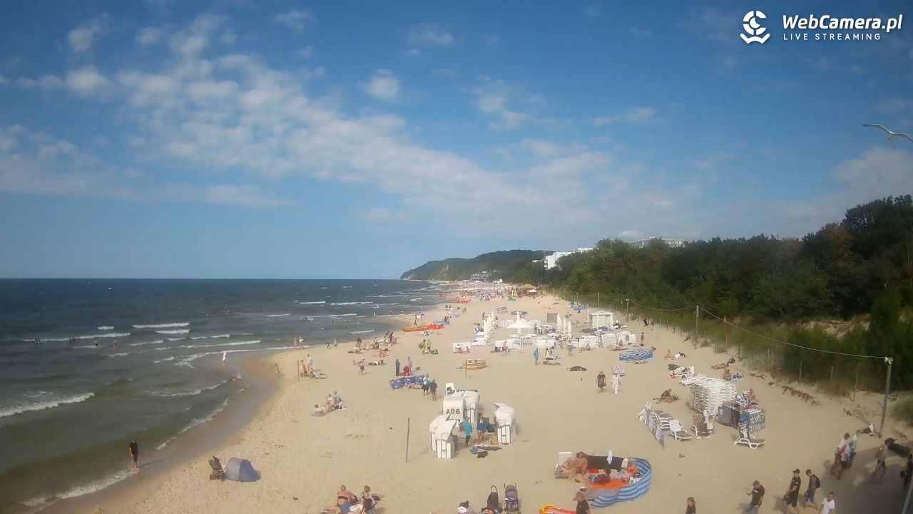 Międzyzdroje - widok na wschodnią stronę plaży - 13 lipiec 2026, 16:28