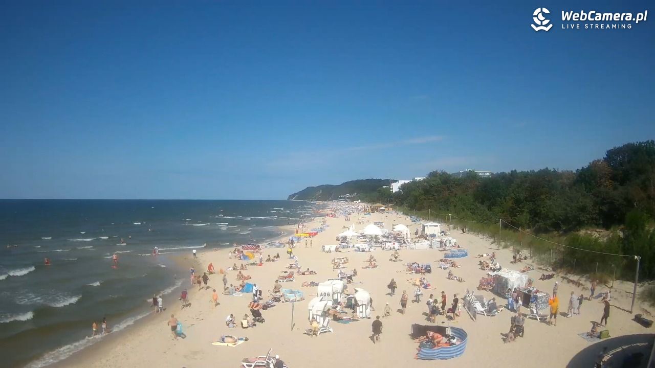 Międzyzdroje - widok na wschodnią stronę plaży - 13 lipiec 2026, 15:10