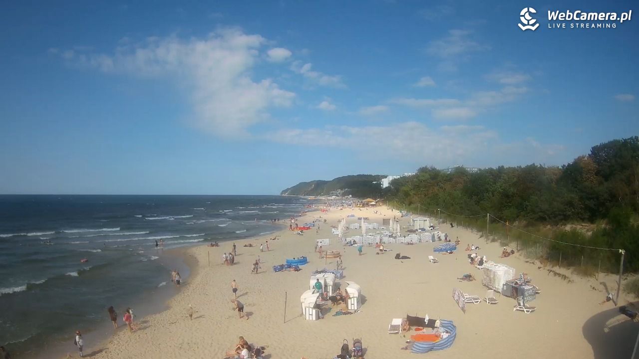 Międzyzdroje - widok na wschodnią stronę plaży - 13 lipiec 2026, 16:51