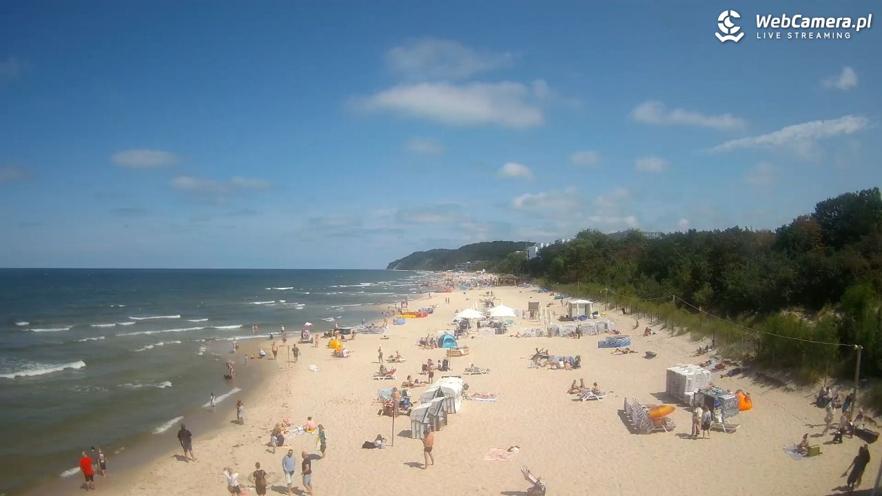 Międzyzdroje - widok na wschodnią stronę plaży - 13 lipiec 2026, 12:56