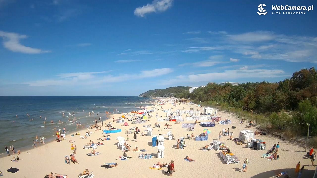 Międzyzdroje - widok na wschodnią stronę plaży - 29 sierpień 2026, 13:53