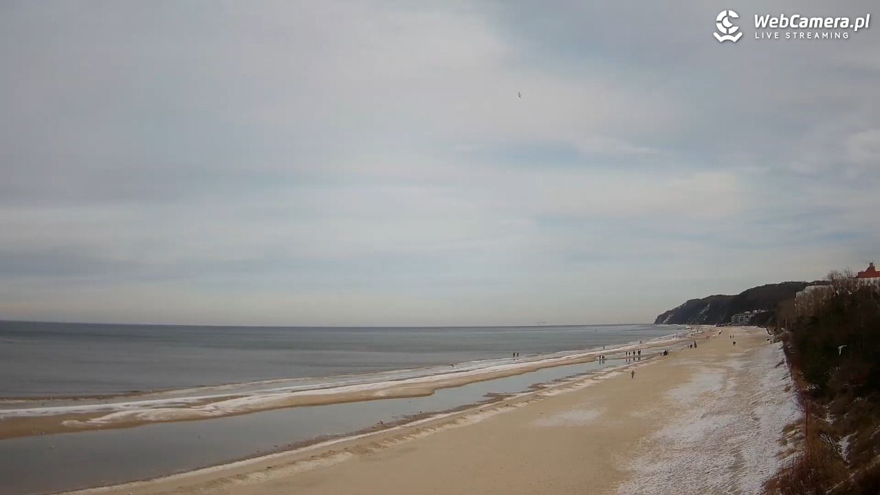 Międzyzdroje - widok na wschodnią stronę plaży - 16 luty 2026, 11:15