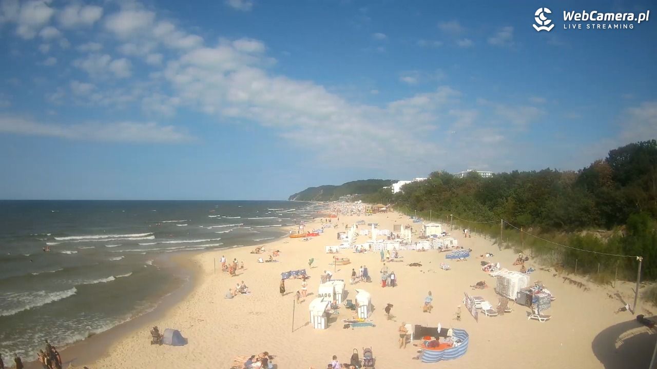 Międzyzdroje - widok na wschodnią stronę plaży - 13 lipiec 2026, 16:32