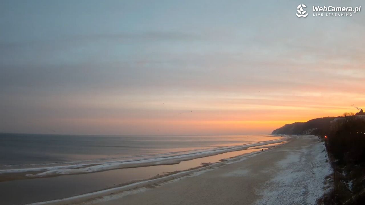Międzyzdroje - widok na wschodnią stronę plaży - 16 luty 2026, 07:02