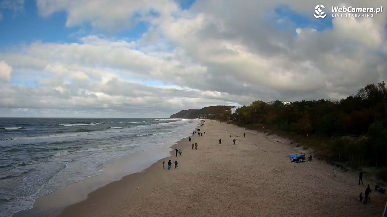Międzyzdroje - widok na wschodnią stronę plaży - 18 październik 2026, 12:43