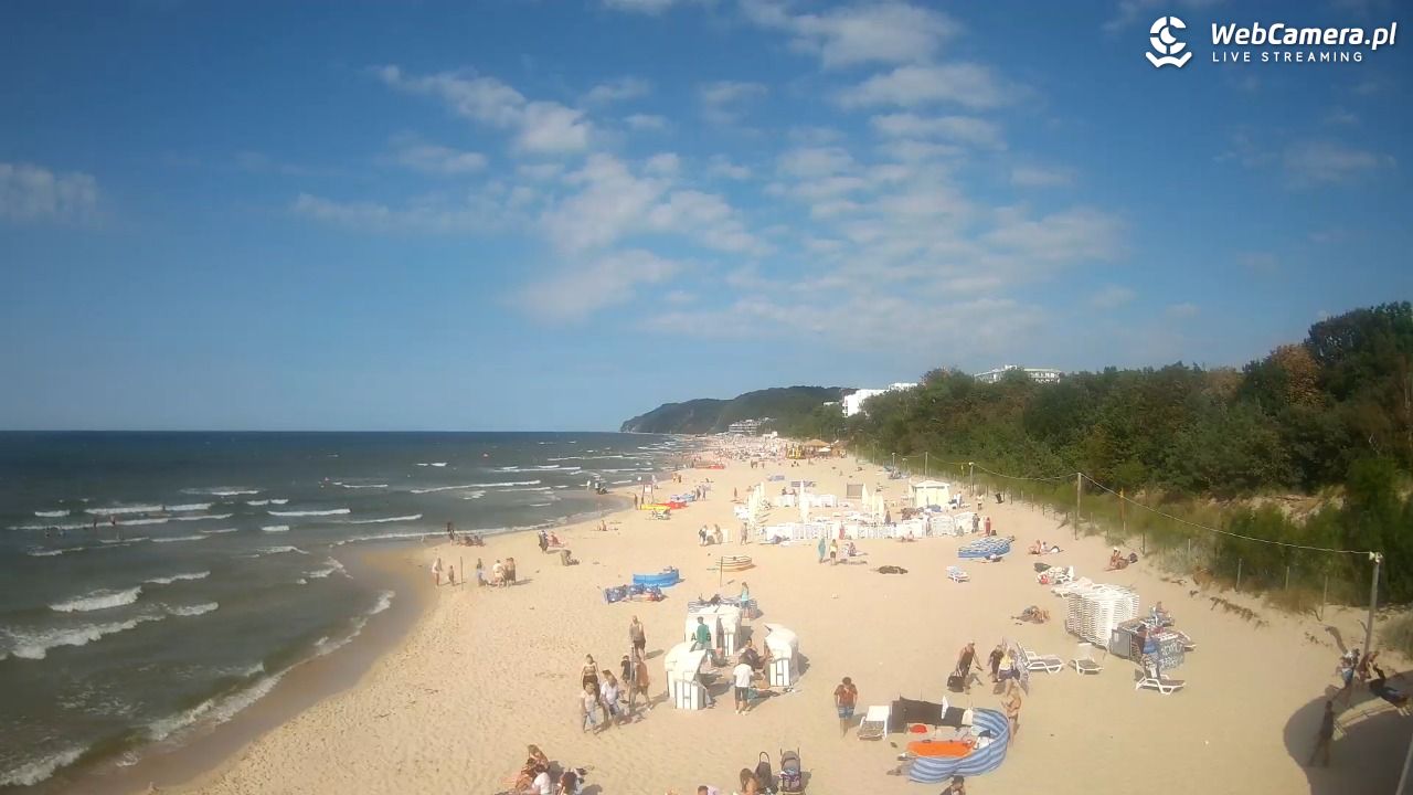 Międzyzdroje - widok na wschodnią stronę plaży - 13 lipiec 2026, 16:46