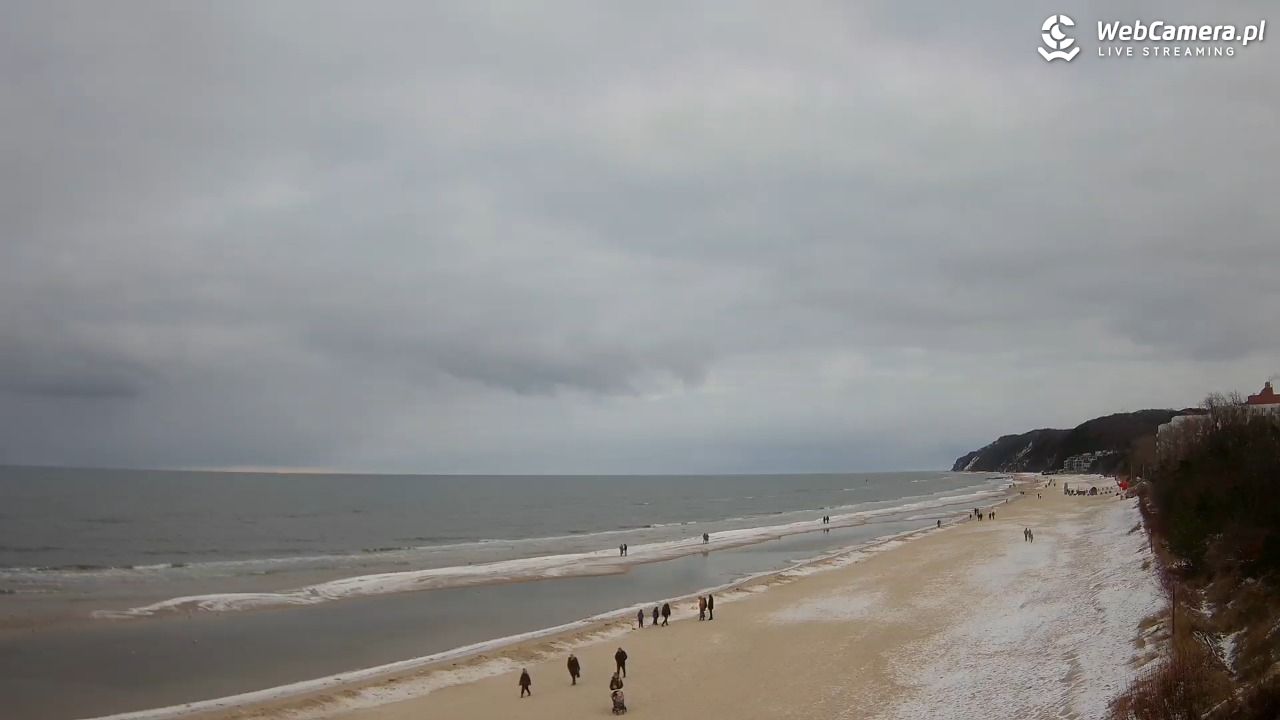 Międzyzdroje - widok na wschodnią stronę plaży - 15 luty 2026, 10:04