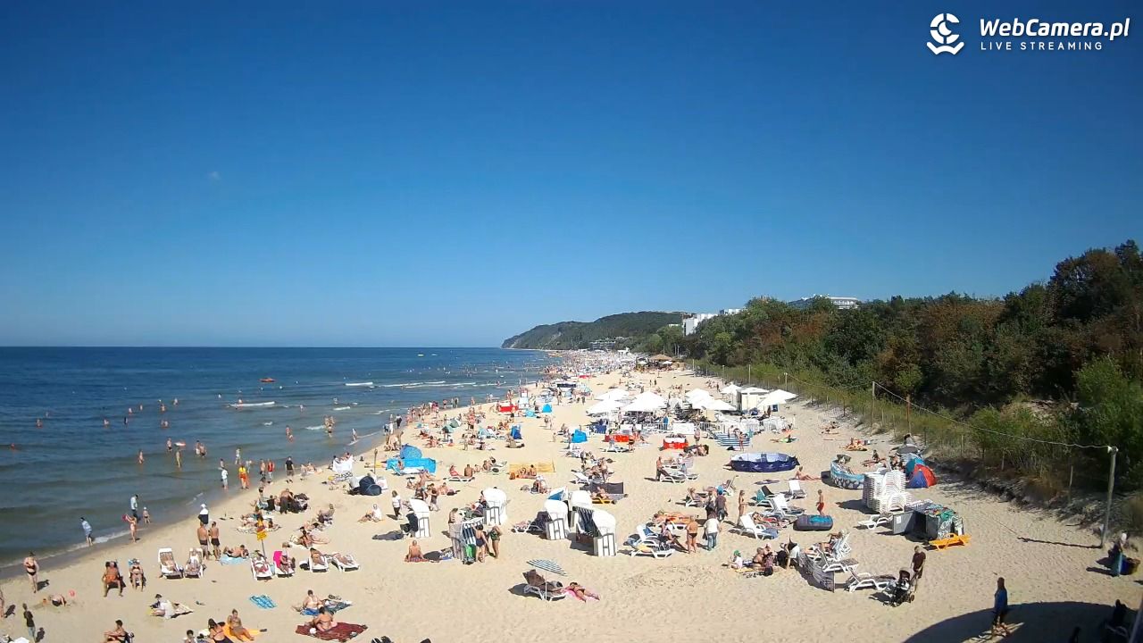 Międzyzdroje - widok na wschodnią stronę plaży - 27 sierpień 2026, 14:07