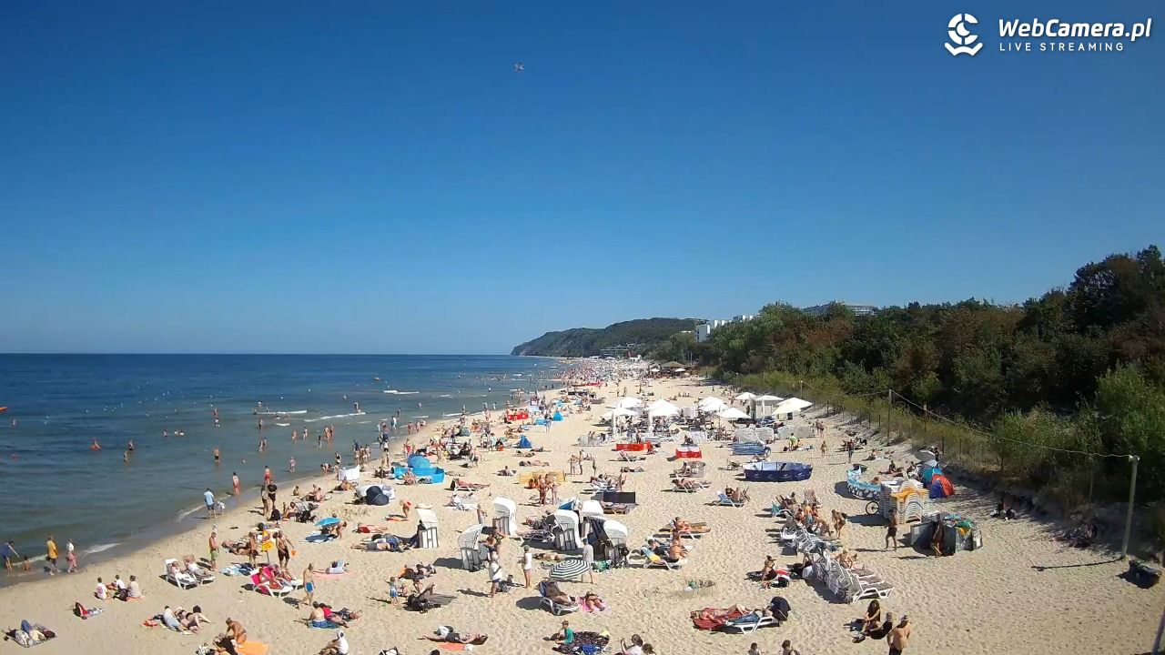 Międzyzdroje - widok na wschodnią stronę plaży - 27 sierpień 2026, 12:28