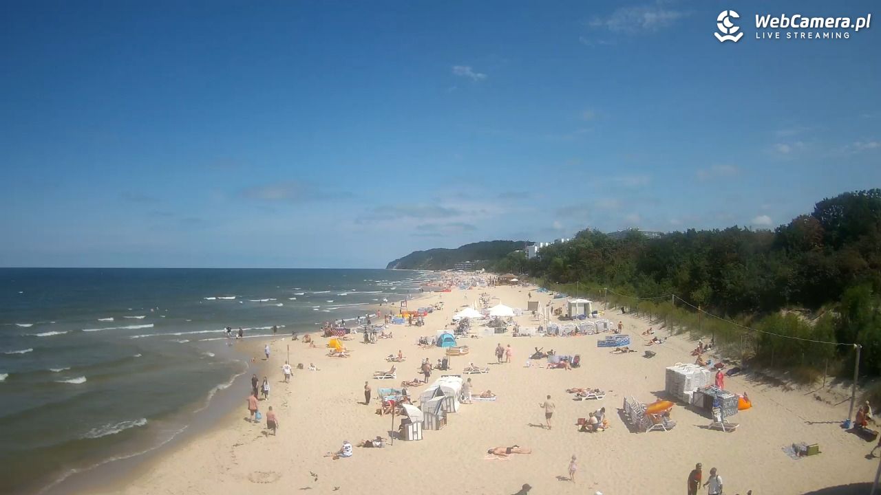 Międzyzdroje - widok na wschodnią stronę plaży - 13 lipiec 2026, 13:14