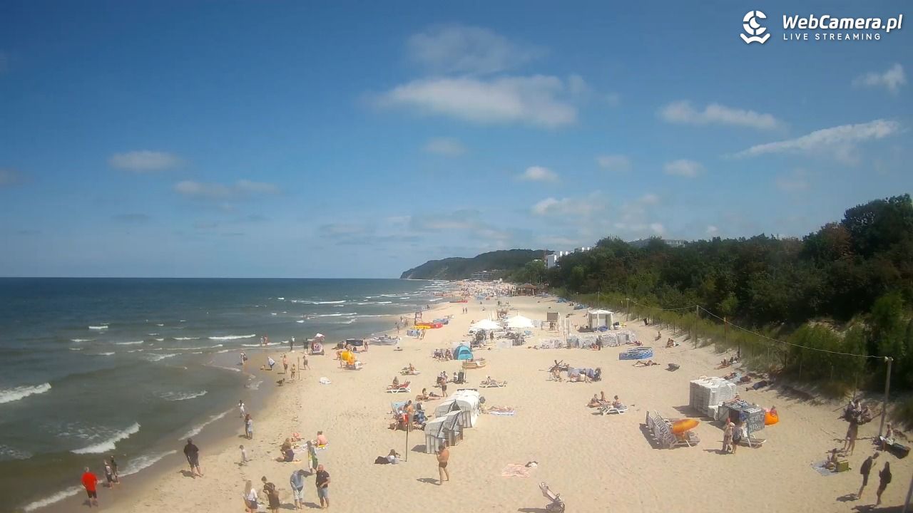Międzyzdroje - widok na wschodnią stronę plaży - 13 lipiec 2026, 12:56