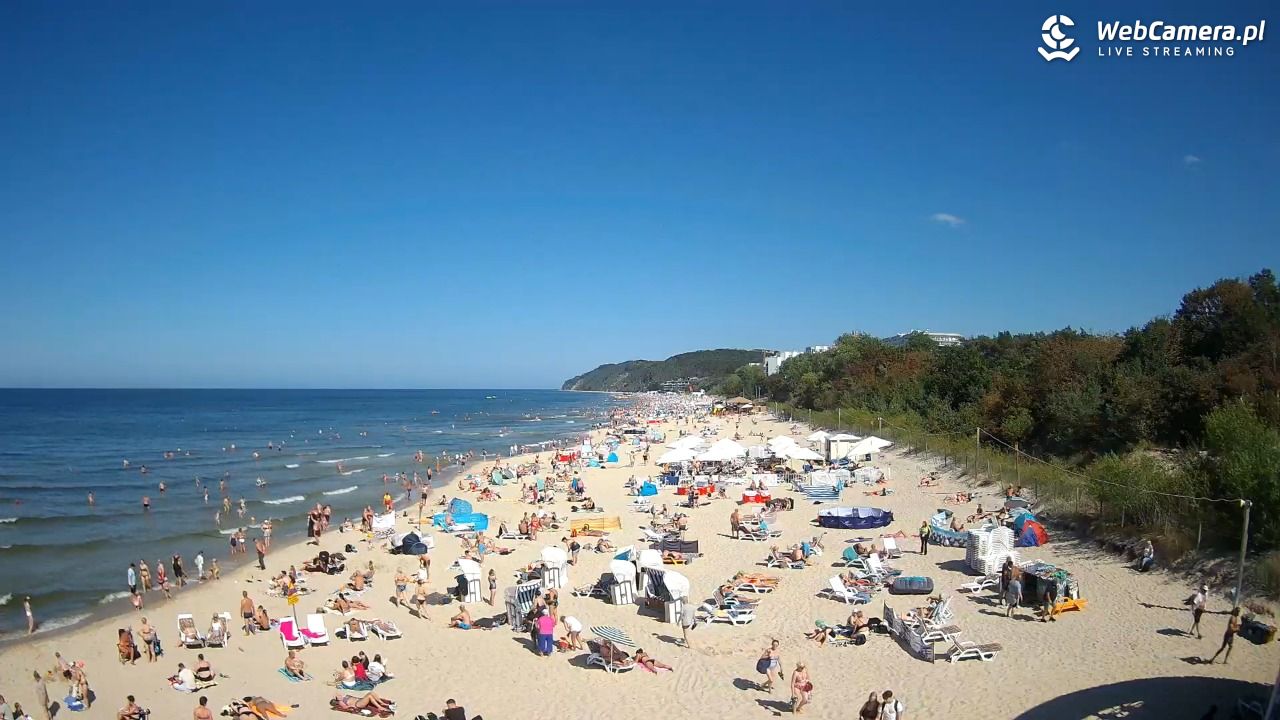 Międzyzdroje - widok na wschodnią stronę plaży - 27 sierpień 2026, 14:01
