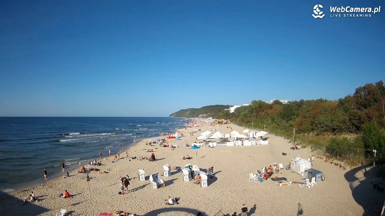 Międzyzdroje - widok na wschodnią stronę plaży - 27 sierpień 2026, 17:39