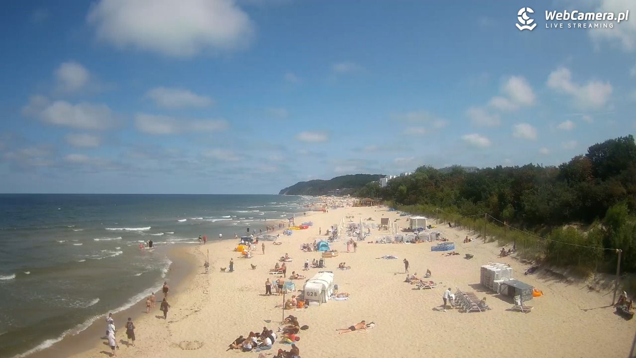 Międzyzdroje - widok na wschodnią stronę plaży - 13 lipiec 2026, 12:21