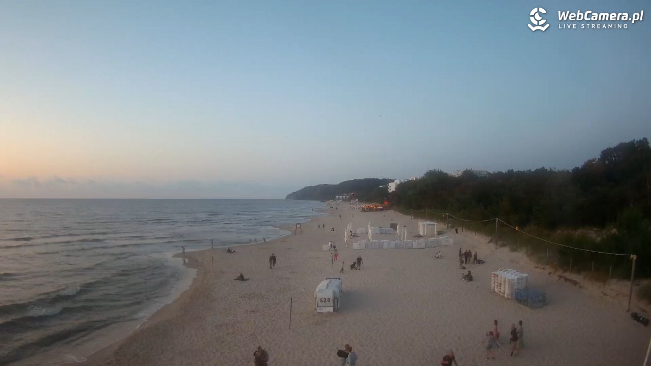 Międzyzdroje - widok na wschodnią stronę plaży - 13 lipiec 2026, 21:40